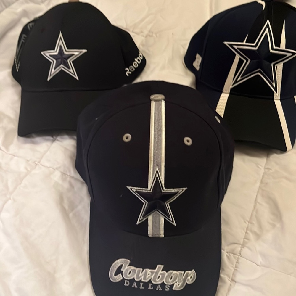 3 Dallas cowboys hats.   Like new